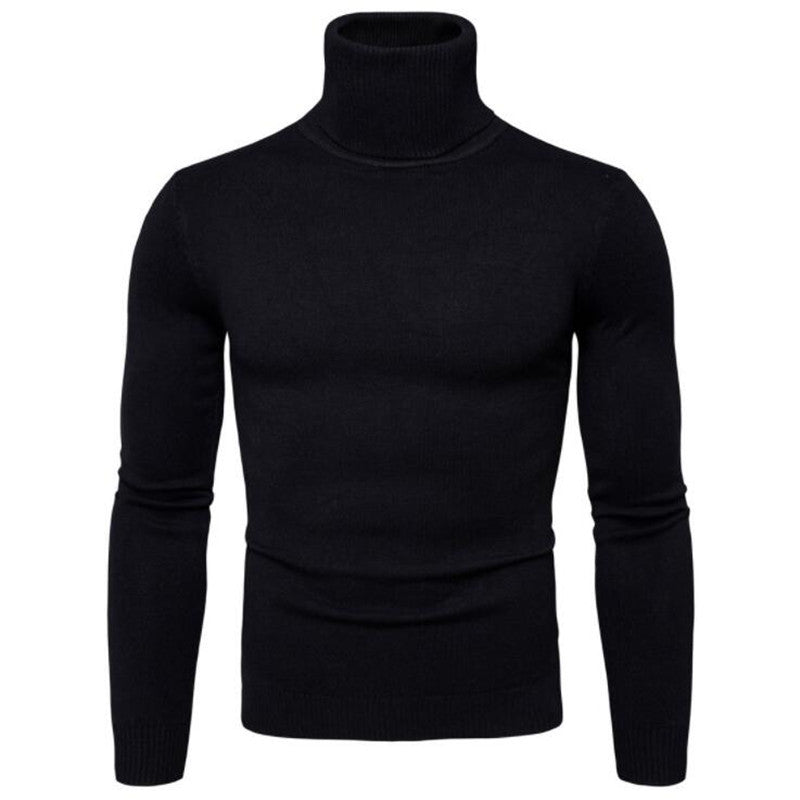 Men'S Slim Lapel All-Match Knitted Turtleneck Sweater