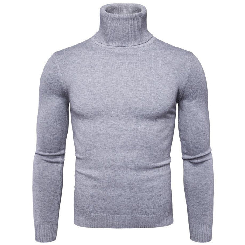 Men'S Slim Lapel All-Match Knitted Turtleneck Sweater