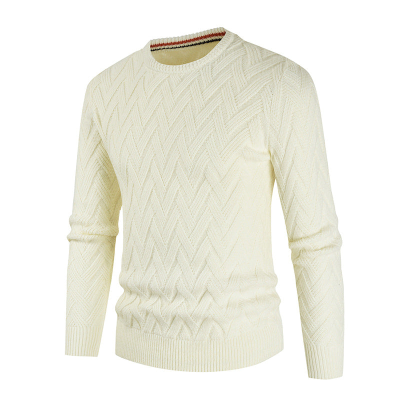 Men'S Lapel Letter Crochet Knitted Long Sleeve Sweater